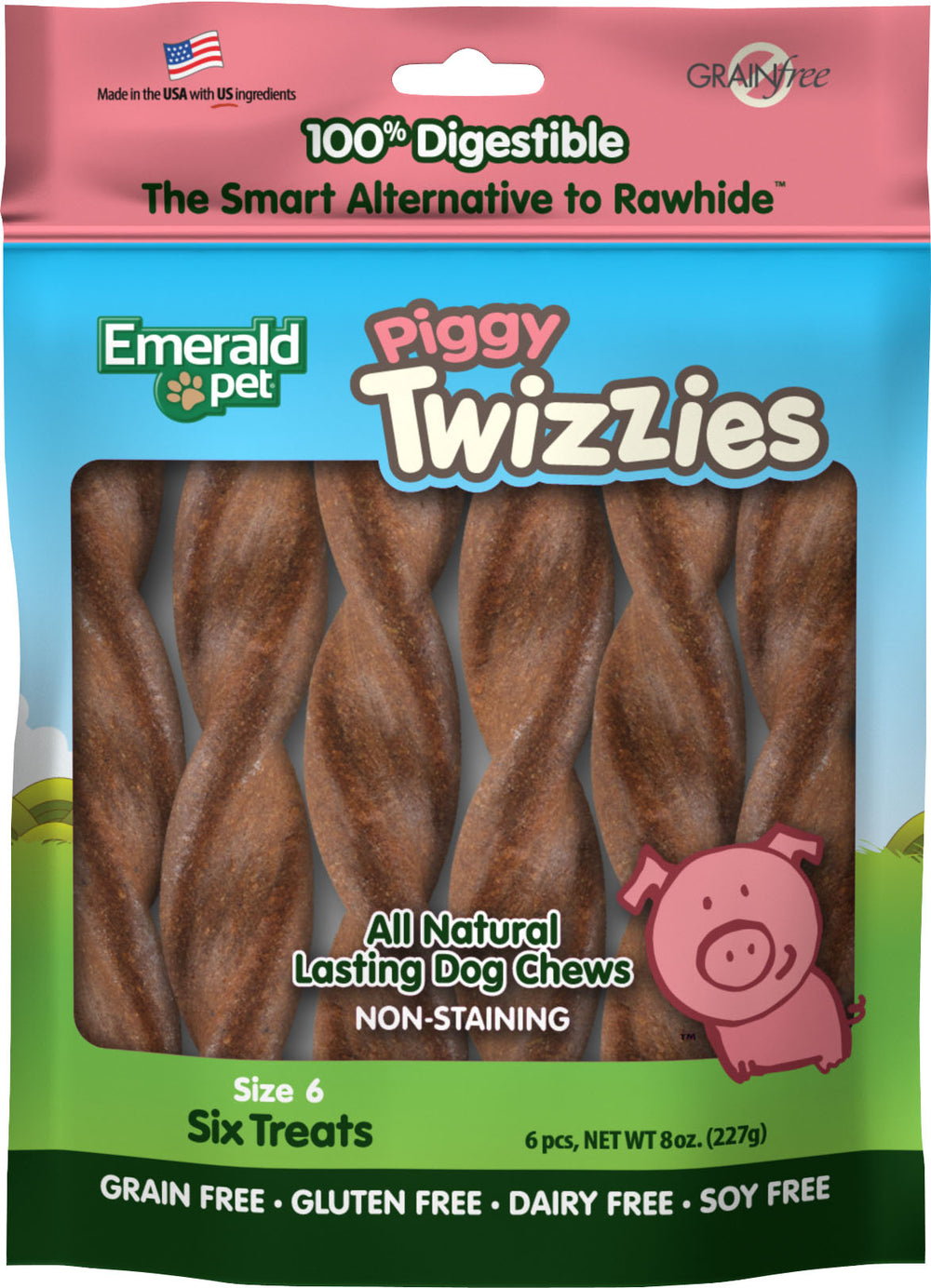 Emerald Pet Products Inc-Twizzies Sticks- Piggy 9 Inch