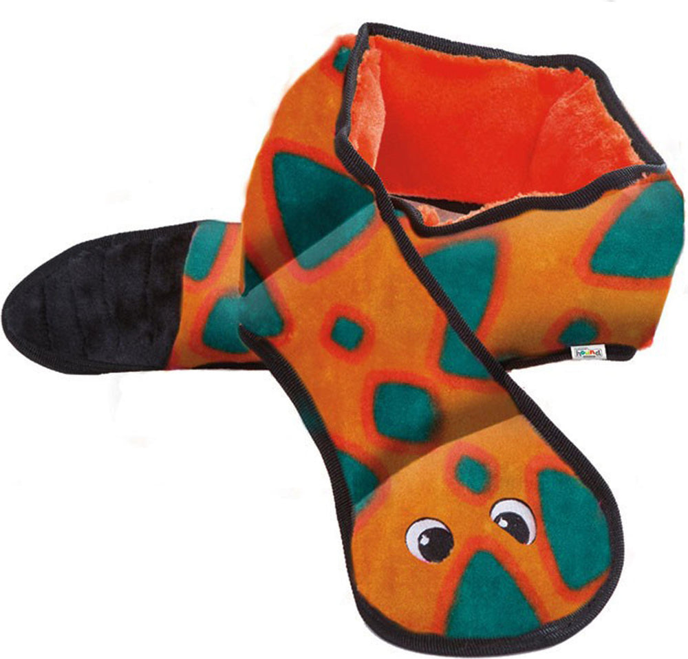 Petstages-Invincible Snake W/6 Squeakers- Orange Xxl
