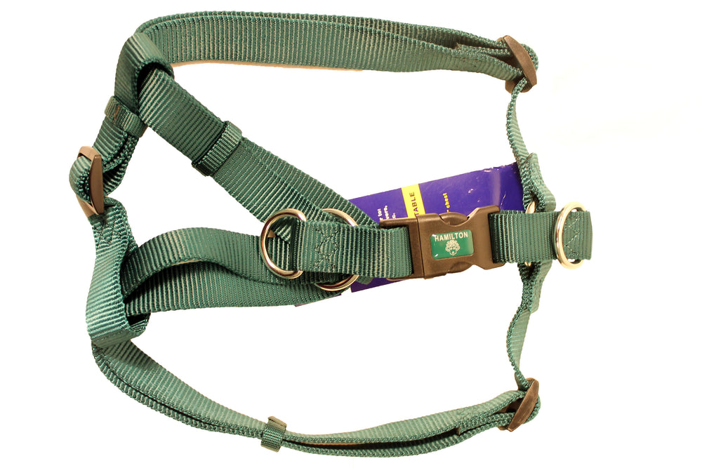 Hamilton Pet Company-Adjustable Easy On Dog Harness- Dark Green Medium
